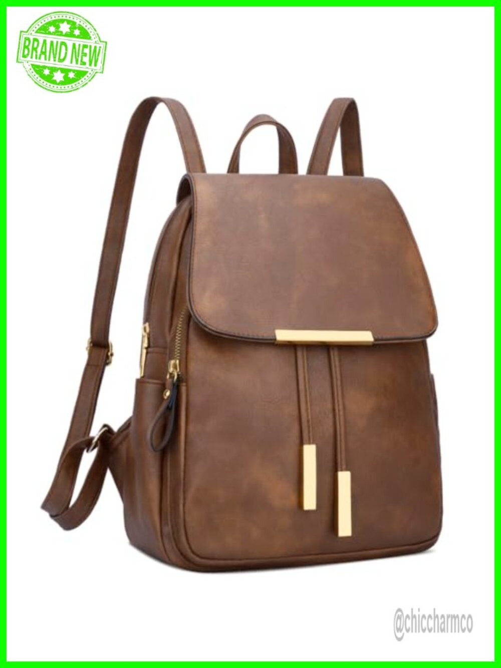 Faux Leather Fashion Backpack Purse with Adjustable Straps and Pockets